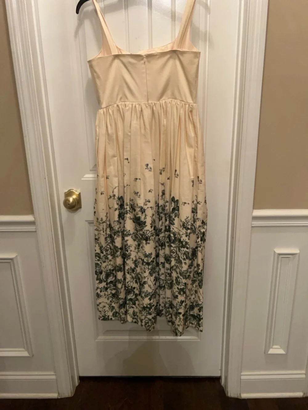 ANTONIO MELANI Cream Maxi Dress with Green Floral Print - Picture 1 of 3
